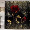 Purple Rose Shower Curtain Retro Floral Shower Curtains Waterproof Gold Classical Chic Elegant Flowers Vintage Bathroom Curtains
