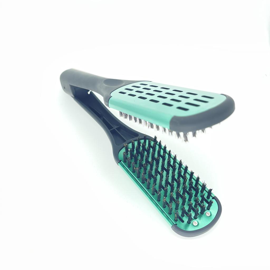 Pro Friseur Glätteisen Nylon Haarglättung Doppelbürsten V Form Kamm Klemme Nicht Weh Styling Werkzeuge DIY Hause