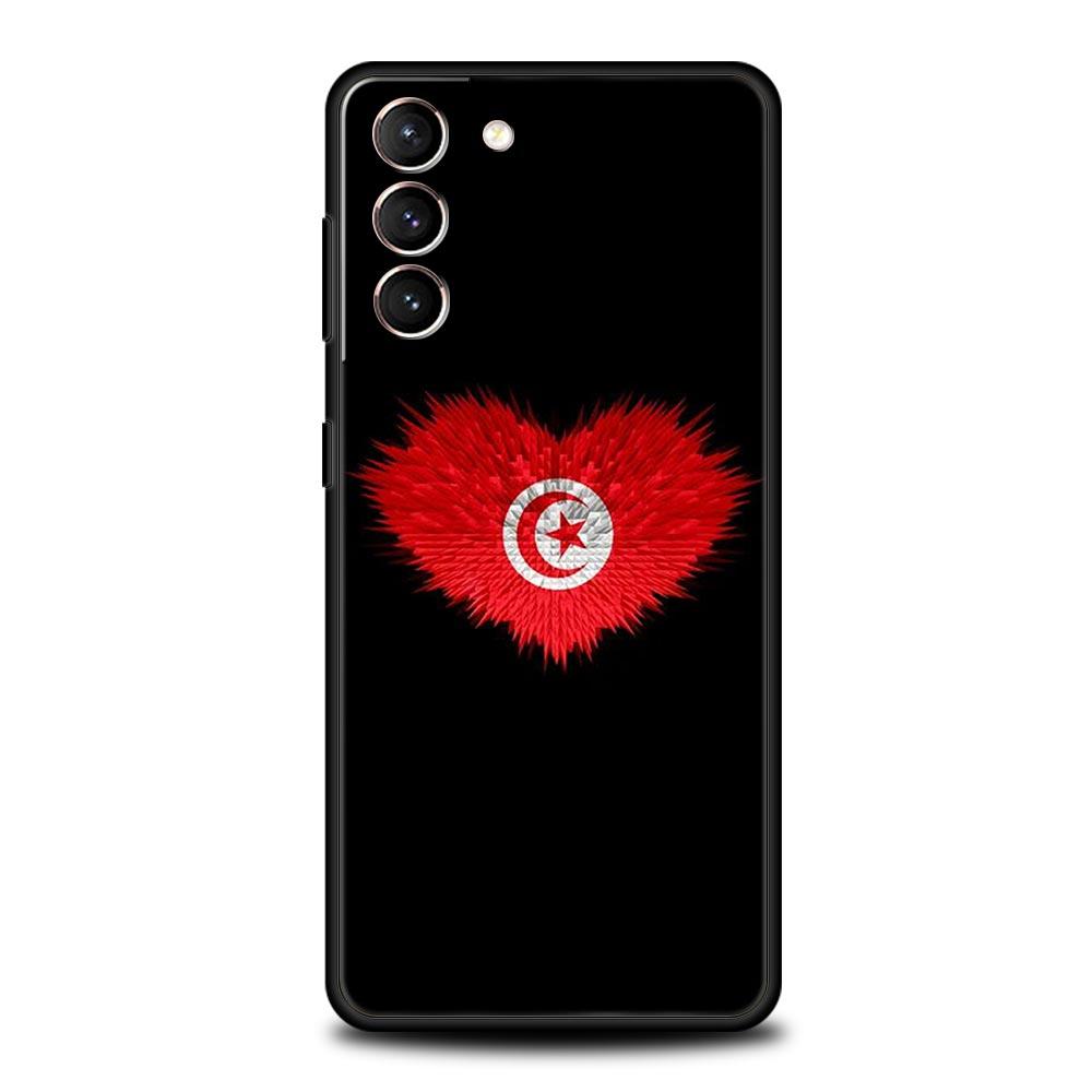 Tunisia Flag Phone Case For Samsung Galaxy S26 Ultra S25 Plus S24 FE S23 S22 5G S21 S20 Cover Black Soft