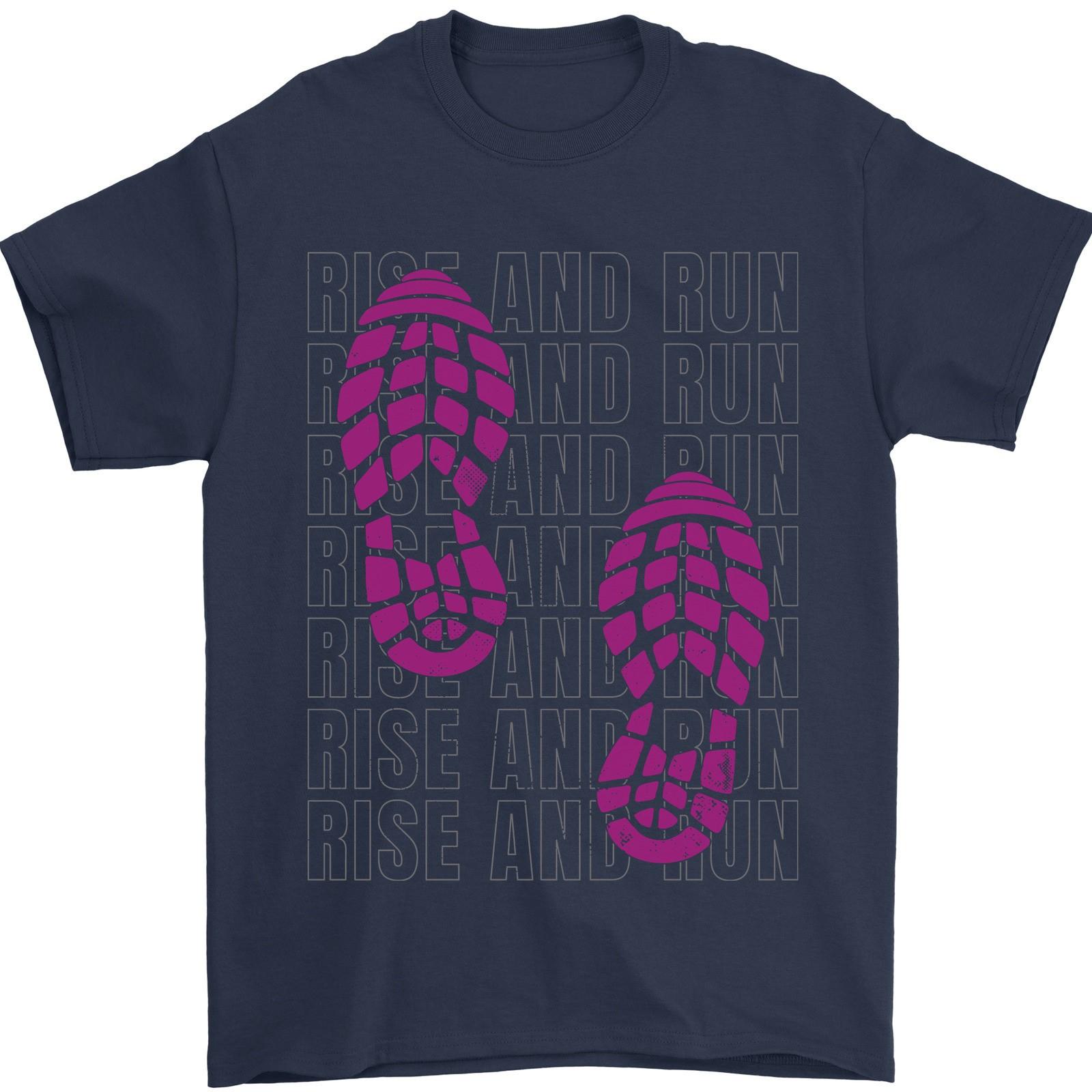 Rise & Run Running Cross Country Marathon Runner Mens T-Shirt 100% Cotton S разноцветный
