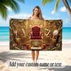 Barber Salon Theme Quick Dry Beach Towel Custom Name Text Print Large Sand Resistant Towel Beach Vacation