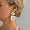 Retro White Red Enamle Flower Metal Stud Earrings for Women Sweet Elegant Personality Charm Earrings Fashion Jewelry