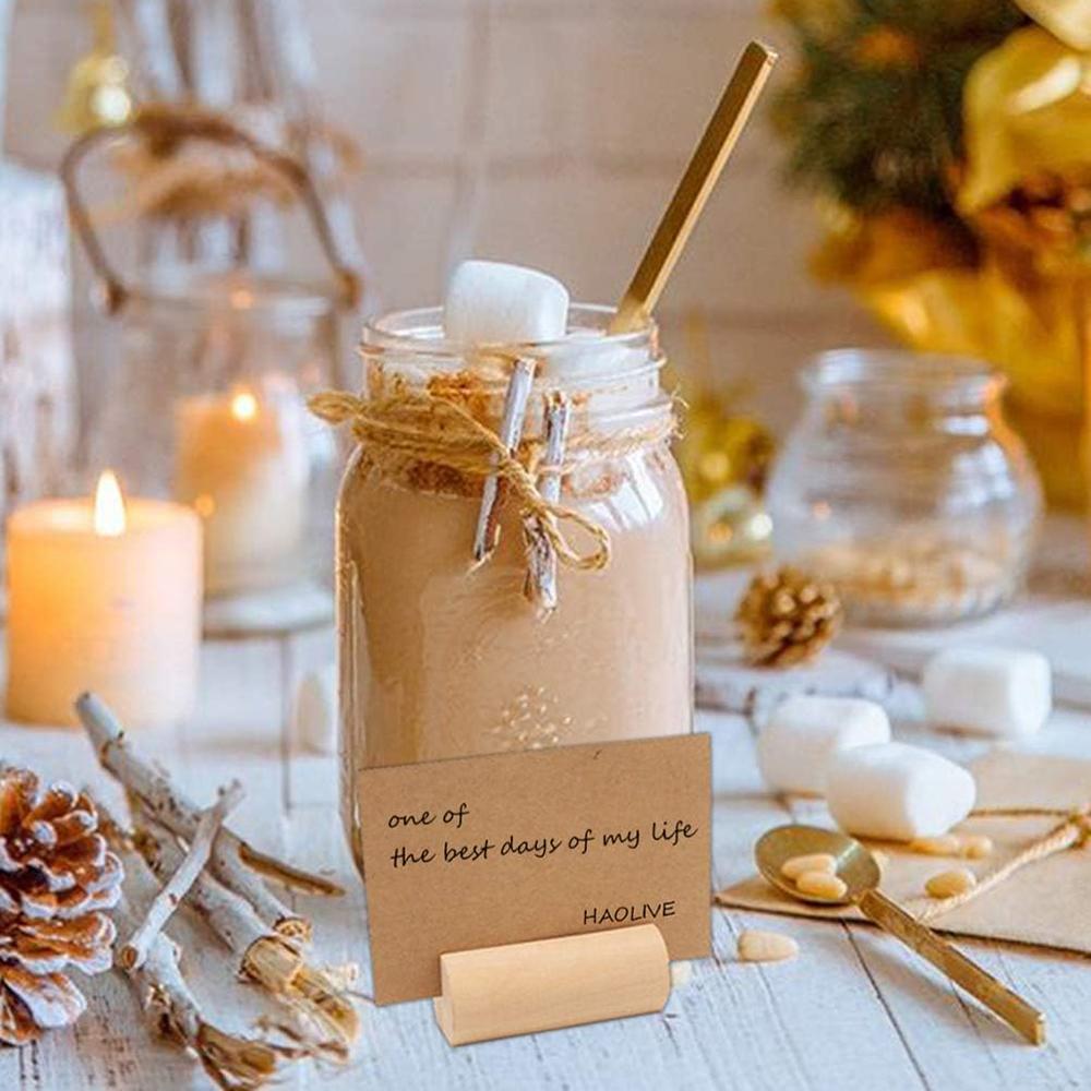 20/40/60/100PCS Wood Place Card Holders Wooden Table Number Stands Wedding Sign Rustic Message Name Display Stand Wedding