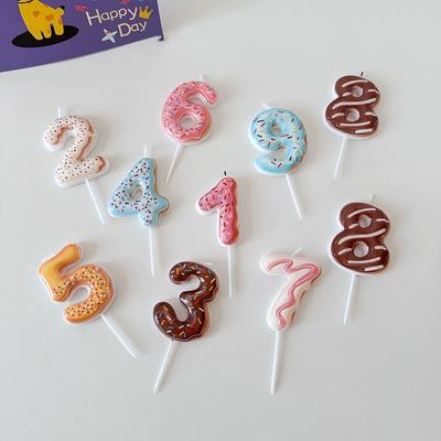 Cute 0-9 Number Candles for Kids Girl Birthday Cake Donut Decor Digital Candle  Cake Topper Wedding Anniversary Party Decor