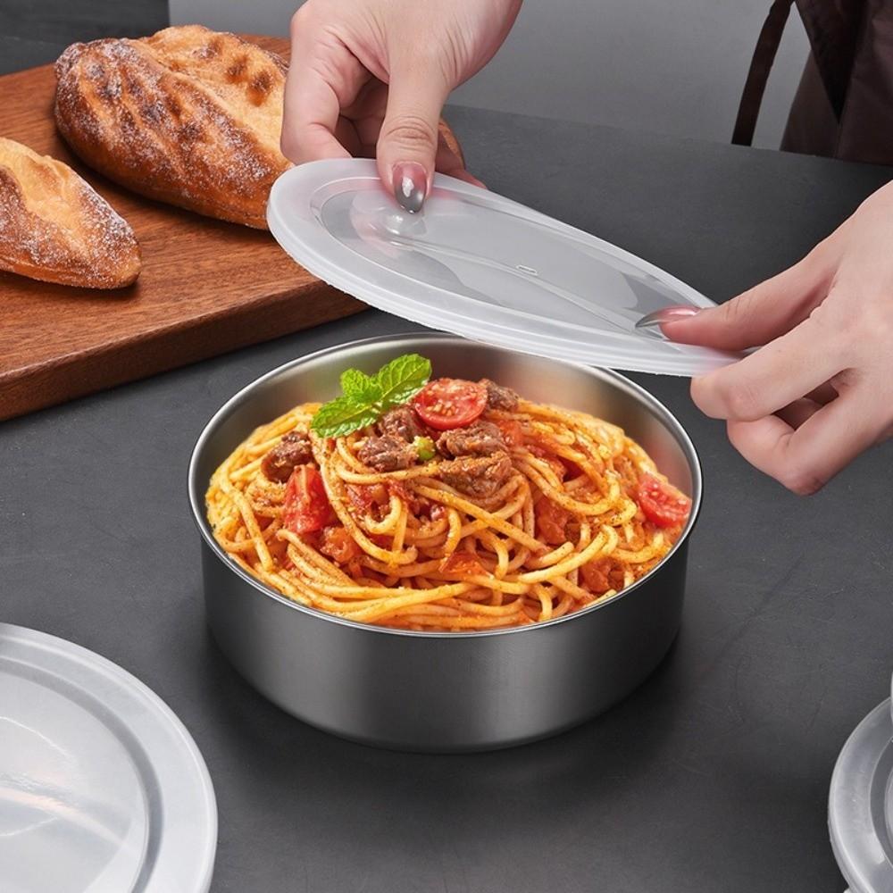 5pcs Stainless Steel Salad Bowl Set with Lid 230/400/600/1000/1200ML Food Storage Container Fresh Keeping Nesting Bowls