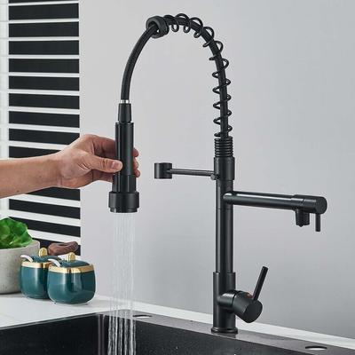 Matte Black 2 Way Commercial Kitchen Sink Faucet Pull Down Sprayer Mixer Tap