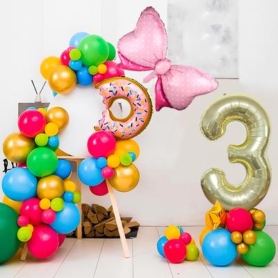 Children's Year Old Digital Column Balloon Set Birthday Photo Scene Arrangement Donut Baby Shower