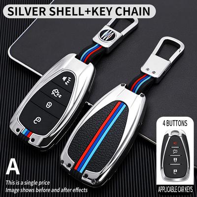 Zinklegering Bilnyckelfodral Skydd för Chevrolet 2017 20 18 2019 2020 2021 Chevy Malibu Camaro Trax Traverse Sonic Cruze Volt Equinox