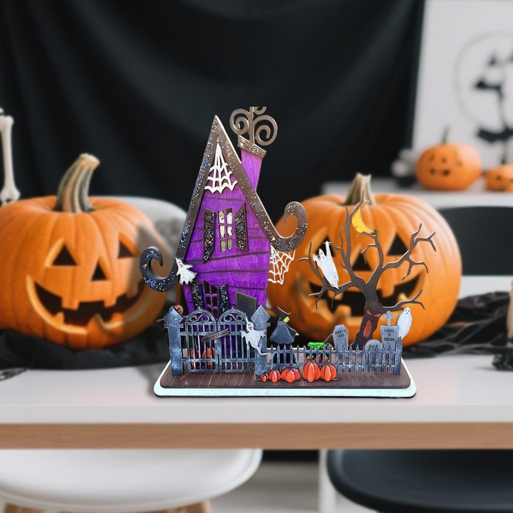 Halloween Witch  House Home Party, Yard Decoration Props, Wooden Ornaments, Halloween Ornaments