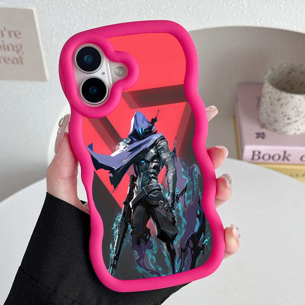 

Valo Omen Phone Case for iPhone 17 16 15 14 13 12 11 Air Pro Max Plus Red Soft TPU Wavy Edge Cover iPhone17 Pro