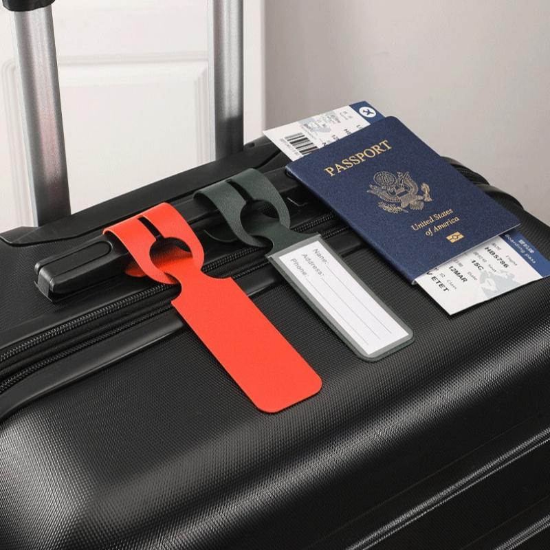 1PC PU Leather Luggage Tag Long Style Baggage Suitcase Bag ID Name Addres Holder Boarding Tags Portable Label Travel Accessories