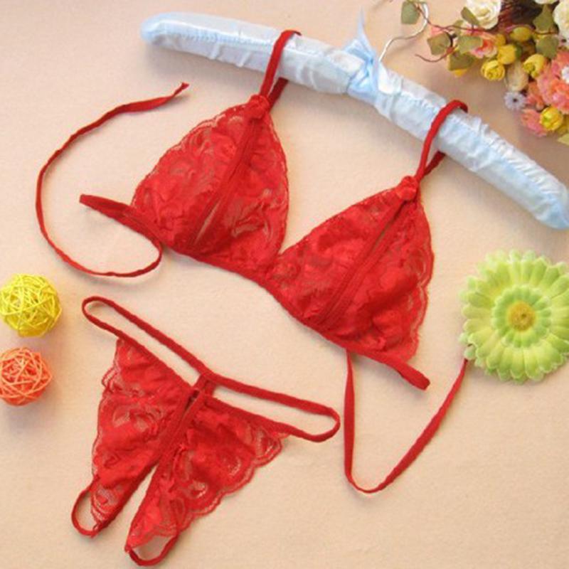 Women Lace Bra Set Sexy Lingerie Set Strappy Wire Free Underwear Bralette Suit