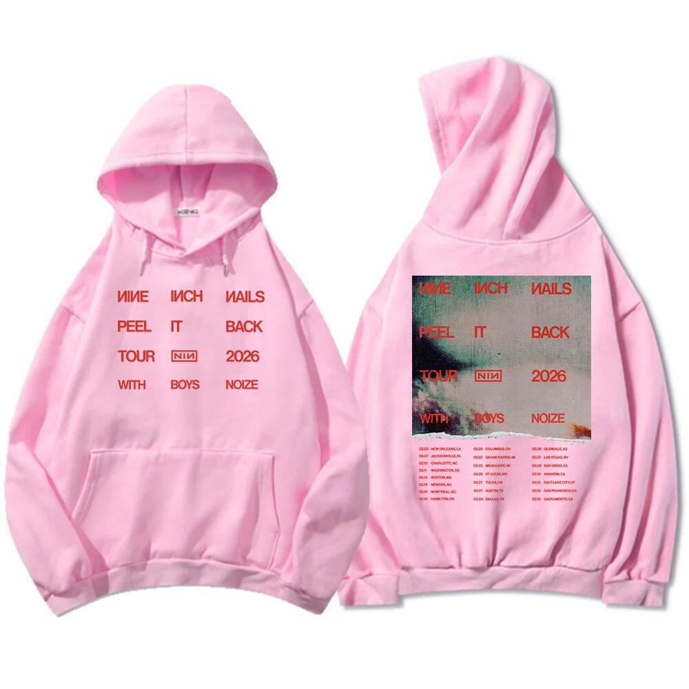 Nine Inch Nails Peel It Back 2026 Tour Hoodies NIN Rock Band Graphic Print Sweatshirts Long Sleeve Winter Hooded Pullovers
