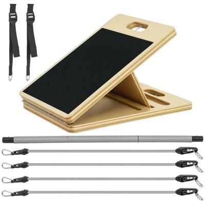 Pilates Bar with Elastic Bands Adjustable Inclined Board and Customizable Resistance for Stretching 90x33x3 Cm