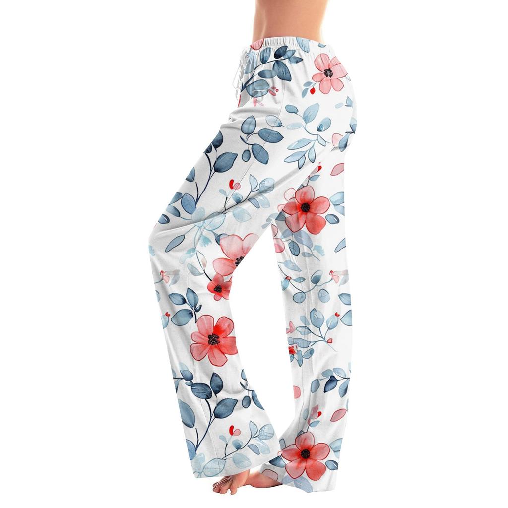 Damenmode Lockere, lässige Freizeithose mit Blumenmuster