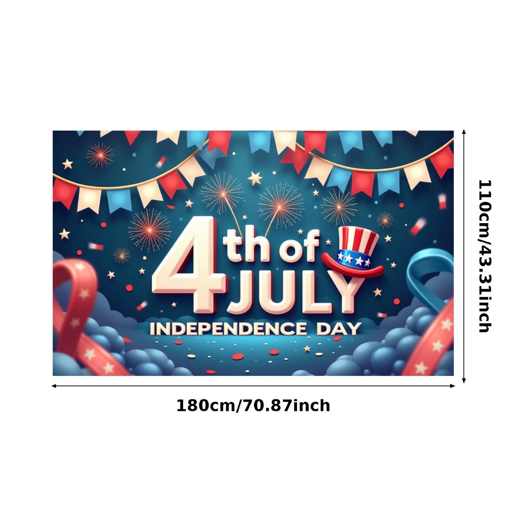 Lightweight Fabric Event Flag Durable Material Party Prop Red White Blue Theme Stars and Stripes American Themed Banner