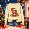 Women's Fashionable Casual Long-Sleeved Christmas Letter Print Crew-Neck Sweatshirt