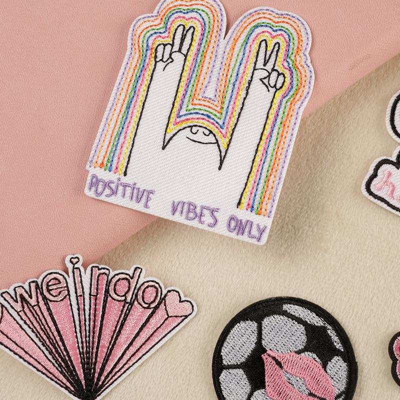 Embroidery Stickers Clothes and Hats Accessories Cartoon English Football Adhesive Patch Stickers Clothing Accessories Cloth Stickers