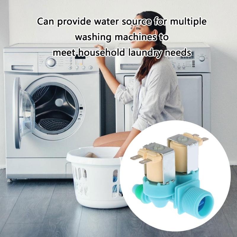 Plastic Double Head Water Inlet Valves for Efficient Laundry Use Washing Machine Solenoid Valves Washer Accessories