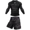 Mens 4-Piece Athletic Compression Set Long Sleeve T-Shirt Pants Quick-Dry Sportswear Running Gym Workout