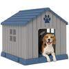 Hundehütte Outdoor für mittelgroße Hunde, Wasserdichte Hundehütte aus Kunststoff für Garten, Terrasse, 85 x 79 x 82 cm, Grau