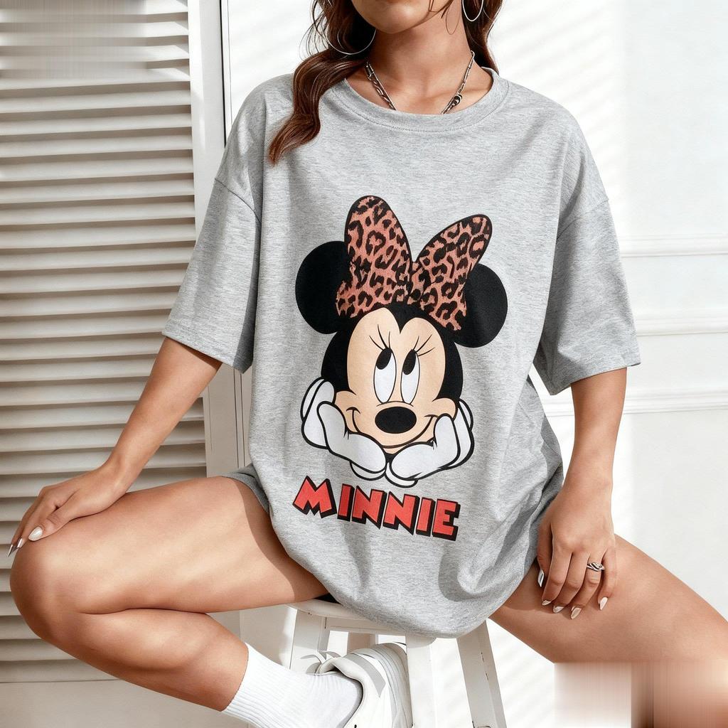 Nowa Letnia Koszulka z Graficznym Wzorem Myszki Minnie Disney Męska Damska Krótki Rękaw Modna Luźna Codzienna Góra Streetwear Vintage Kreskówka