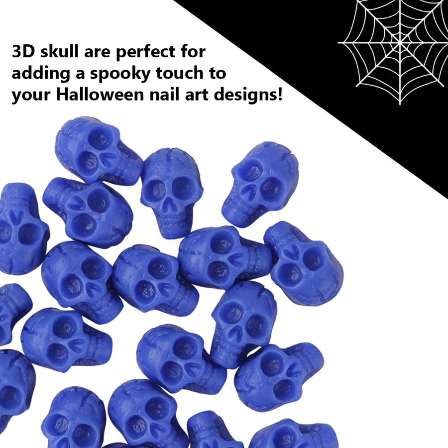 10/30/50/100Pcs Resin Skull Nail Art Charms Flatback Beads, Punk Halloween Party Nail Decoration
