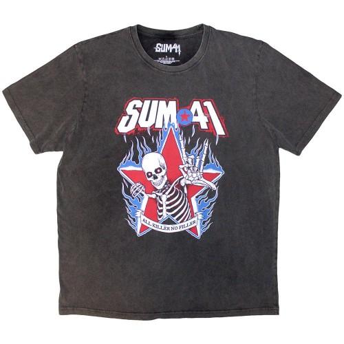 Sum 41 Unisex Adult All Killer No Filler Skeleton Stone Wash T-Shirt