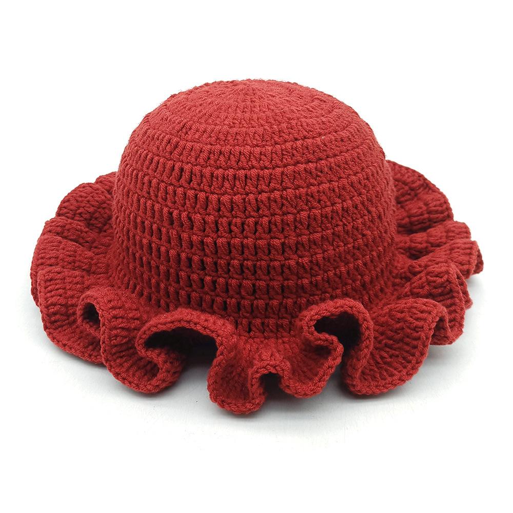 New Trend 2025 for Party Cross-Border Fashionable and Versatile Crocheted Ruffled Woolen Hat New Product Ruffled Hat