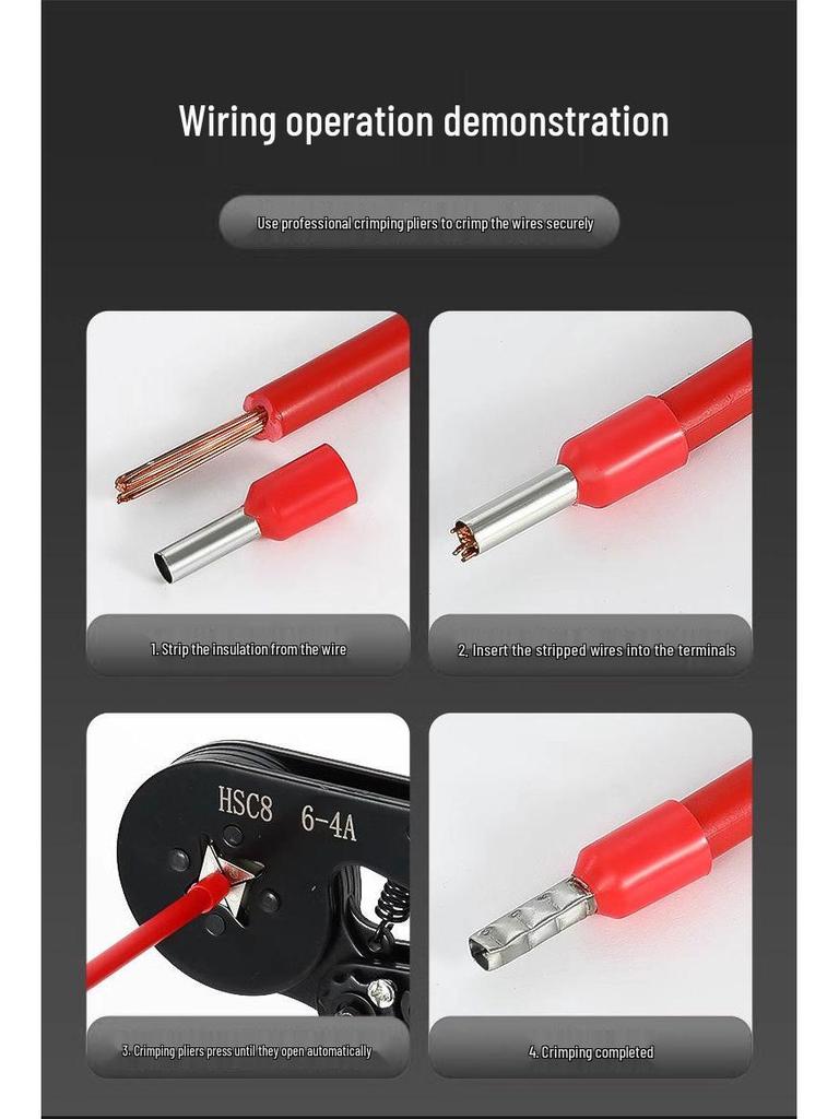 HSC8 6-4 Insulated Tubular Terminal Crimping Pliers Set