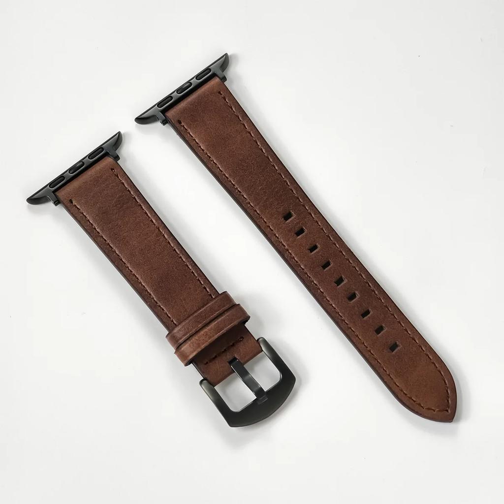 Calf Leather Watch Band for apple watch strap 49mm 44 45mm 42 40mm 41mm Woman Man bracelet for iWatch series 8 7 6 5 4 3 Se Band