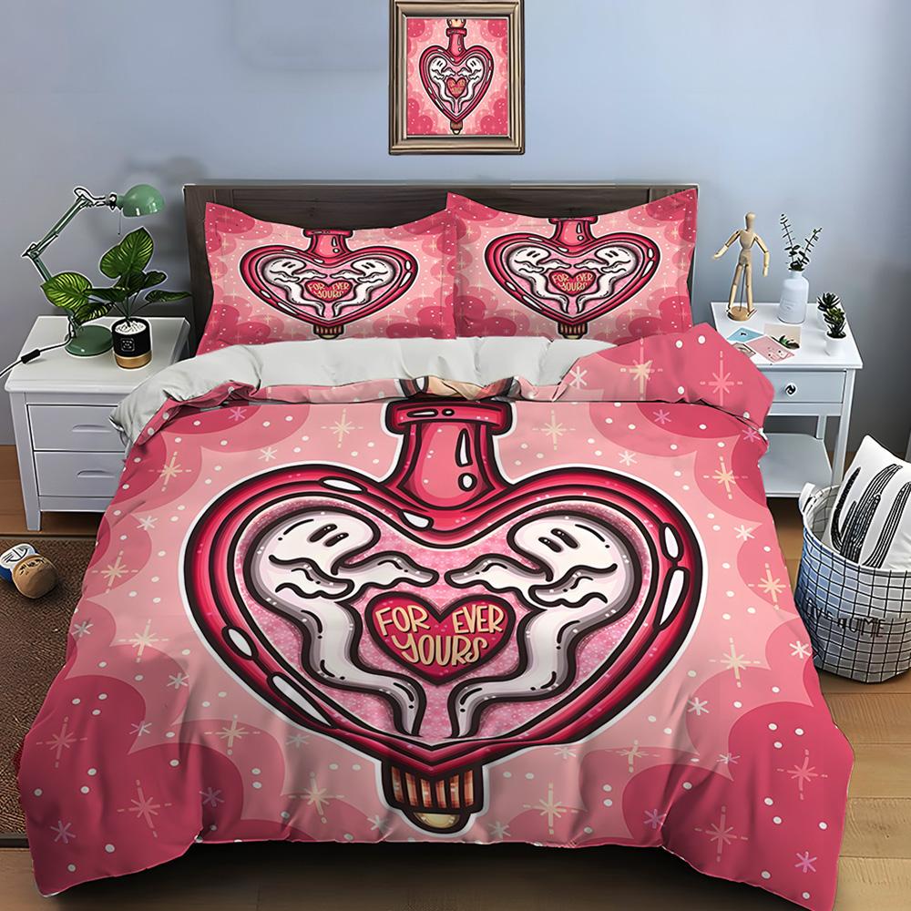 3PC Gothic Love Art Print Bedding Set Duvet Cover 1 Duvet Cover 2 Pillowcases Adult and Children Bedding Set Luxury Gifts