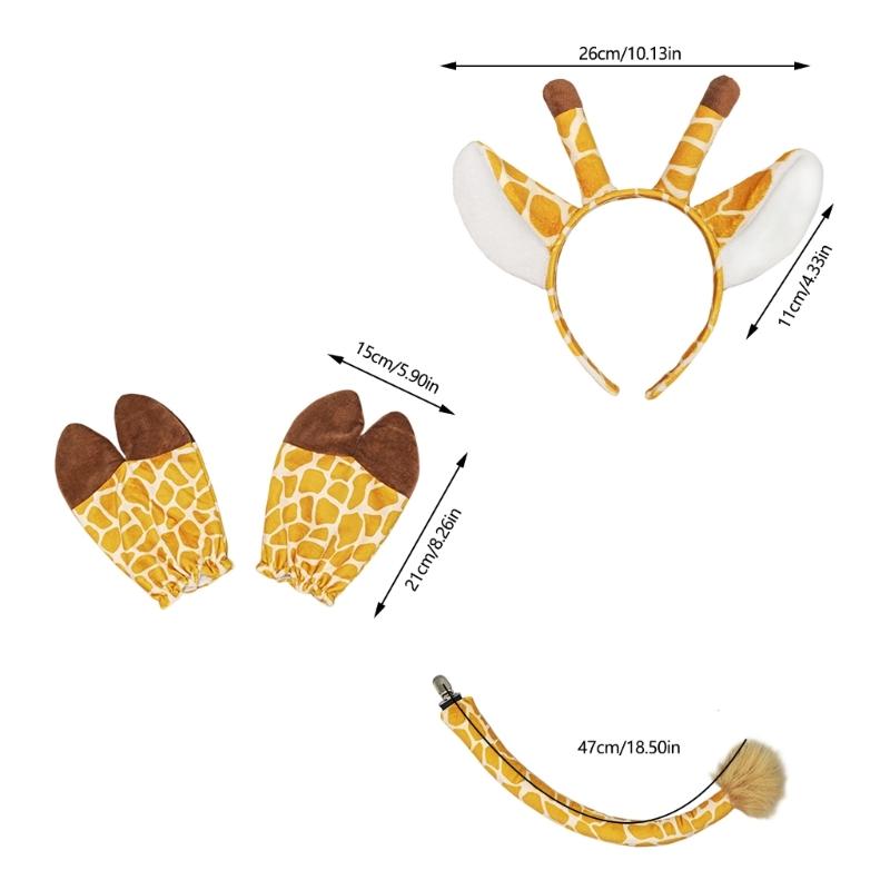 Realistic Giraffe Ears Hooves and Tail Plush Costume Set for Children Role Play Parties and School Event