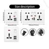 White UK Standard 13A USB Wall Socket Panel,Universal 18W Type-c Quick Charge Socket Plug,Wall Light Switch Electrical outlet
