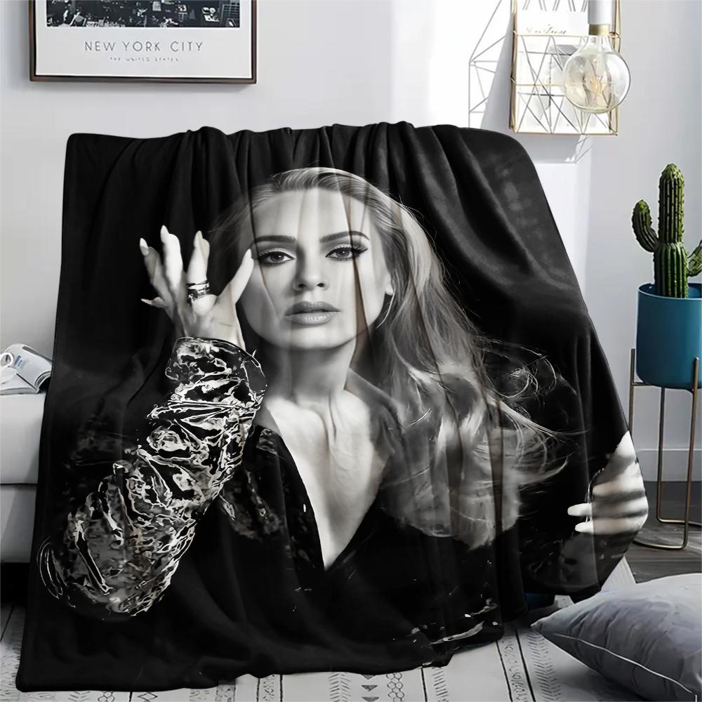 1PC Adele Print Flannel Blanket, High quality All Seasons, Home Decor, Warmth and Comfort, Perfect for Christmas Gifts