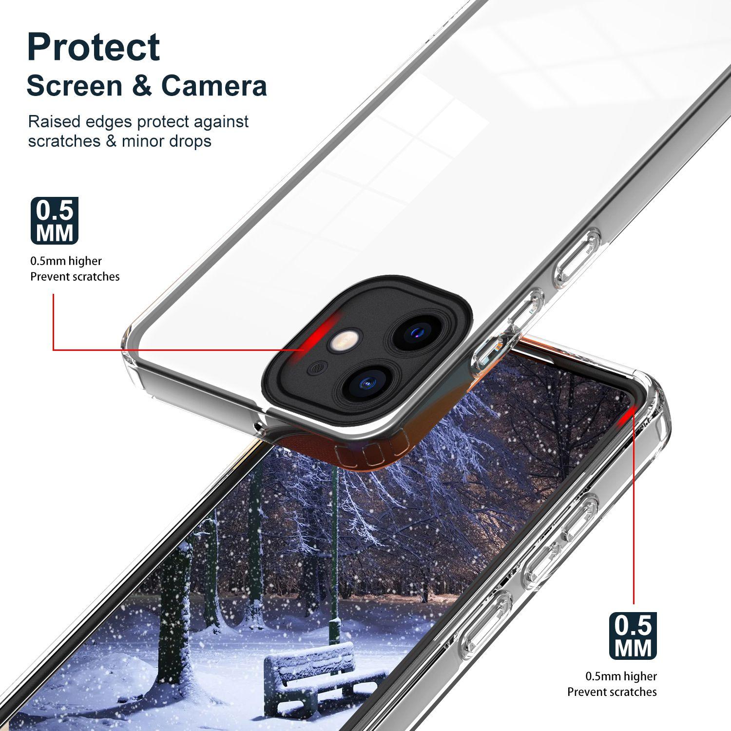 

For iPhone 12 6.1 inch Clear Mobile Phone TPU Case with Colorful Frame Anti-fall Phone Protective Cover Black