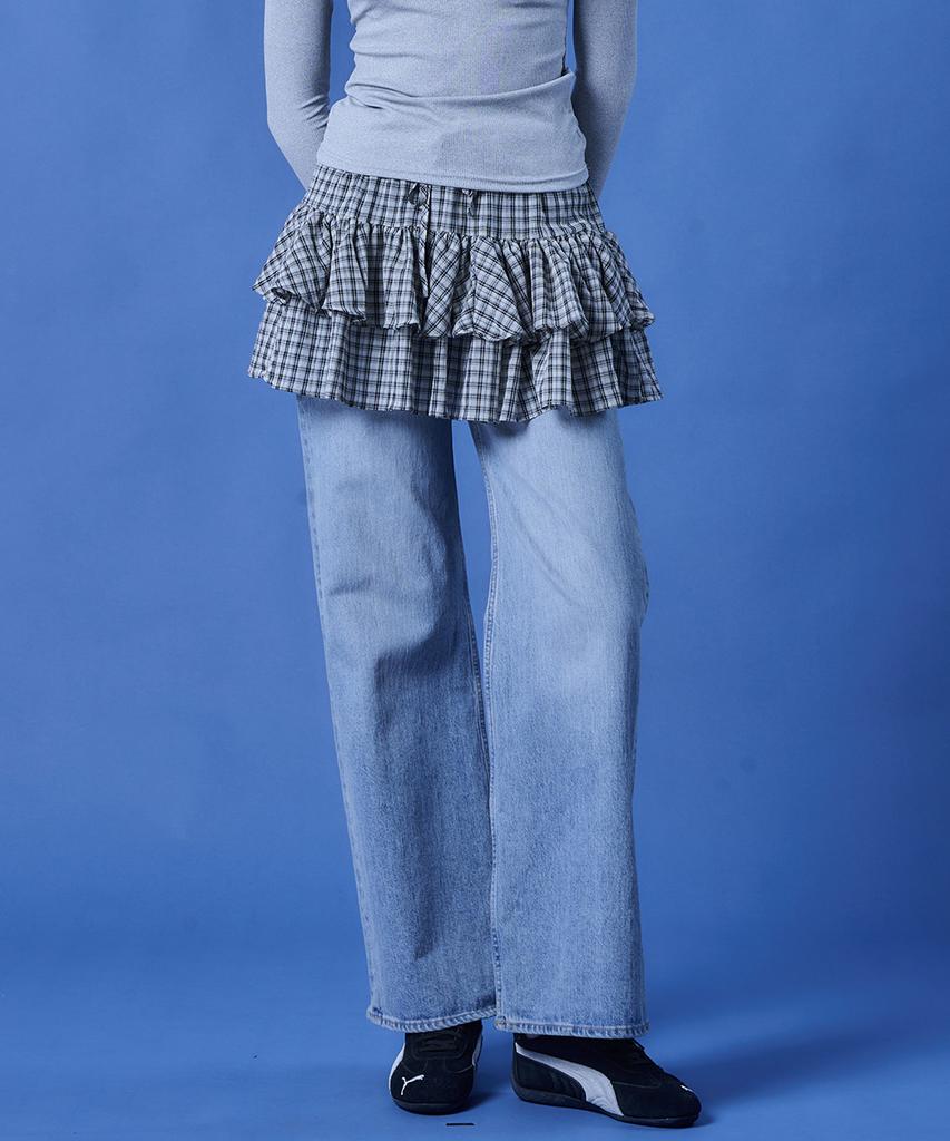 Collet Layered Skirt Nerd Check Flare Mini Skirt [2 Colors] 623C