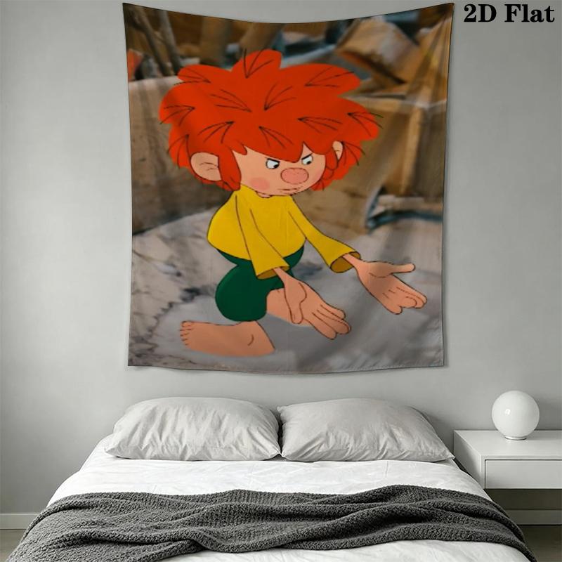 Meister Eder Und Sein Pumuckl Wall Tapestry Aesthetic Wall Hanging Printed Fabric Blanket Decorative Tapestries for Bedroom Living Room Home Decor