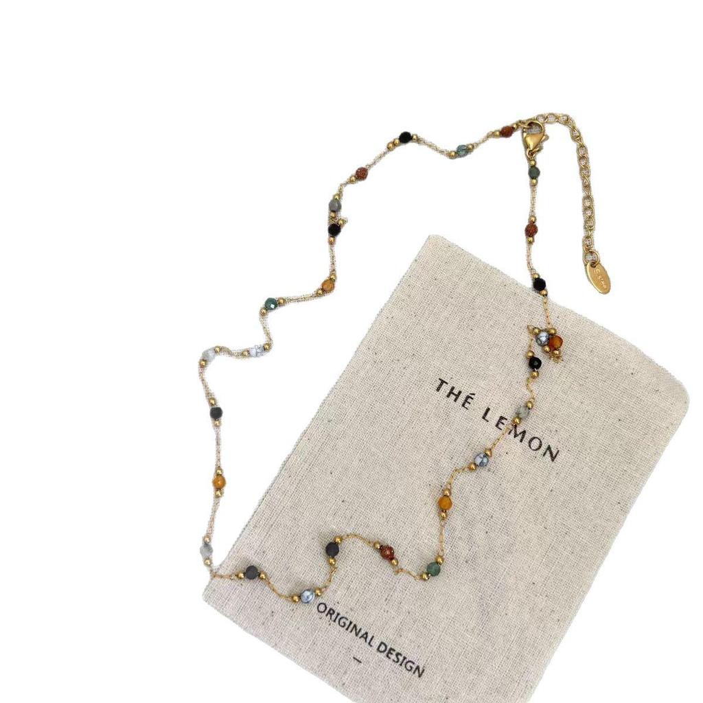 Kleurrijke Natuursteen Patchwork Ketting voor Dames - Elegante, Modieuze, Veelzijdige Sleutelbeenketting