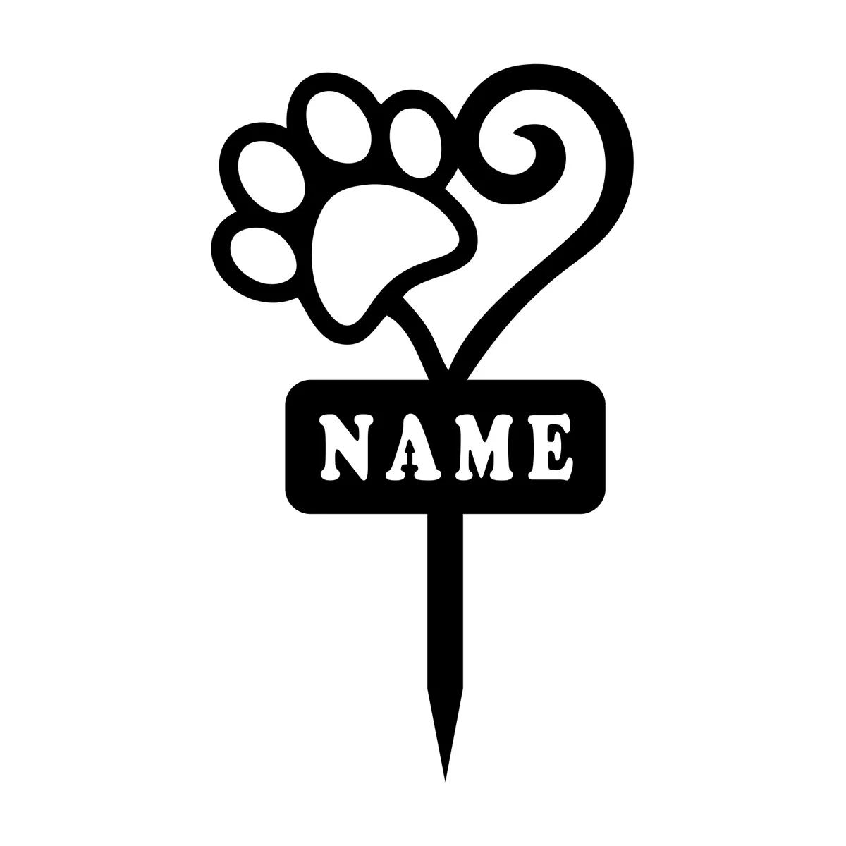 

Metal Garden Memorial Stake, Personalized Pet Loss Grave Marker, Custom Dog Paw Print Plaque, Outdoor Sympathy Gift for Pet чорний