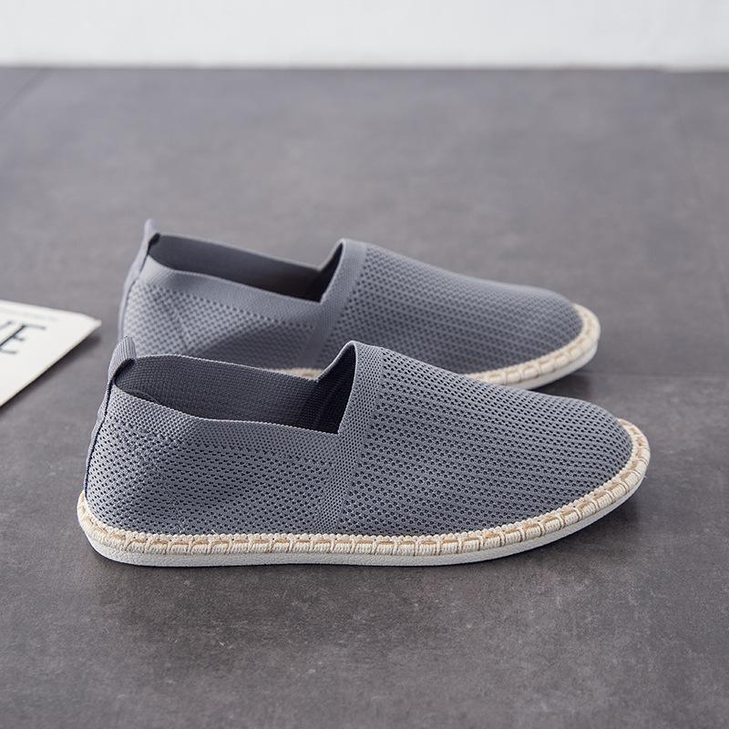 

Летние новые туфли рыбака мужские летящие тканые сетчатые дышащие парусиновые туфли старого Пекина на одной педали туфли в китайском стиле повседневные 44 серый