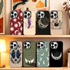 Flower Plant M-Moon Pattern   Phone Case For iPhone 17,16,15,14,13,12,11 Plus,Pro Max,XS,Colorful Silver Phone Case Funda Cover
