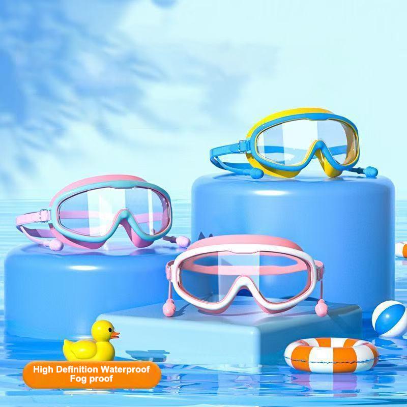 Swimming Goggles Large Frame Swimming Goggles Large Frame Hd Wide-Angle Anti-Fog Uv Protection Child Swimming Goggles No Leakage