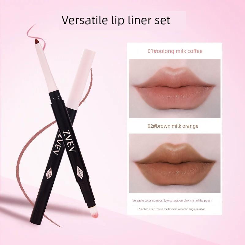 [the Lip Drawing Magic Tool] Double-Ended Lip Liner and Lip Brush Two-In-One To Outline the Lip Shape and Modify Lip Color, Waterproof and Non-Fading