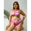 2025 Print 3 Piece Long Sleeve Smock Plus Size Push Up Bikini Women High Waist Big Swimsuit Beach Chubby Bathing Suit