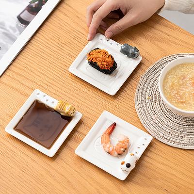 3D Kedi Soya Sosu Tabağı Seramik Sevimli Japon Küçük Baharat Daldırma Tabağı Kase Mutfak Lezzet Sirke Tabağı Kedi Çubuk Tutucu