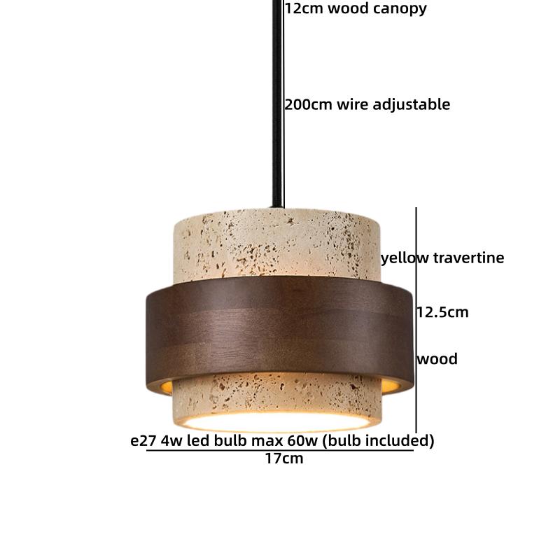 IWHD Wabi Sabi Stil LED Pendelleuchte Möbel Wohnzimmer Schlafzimmer Zubehör Gelber Travertin Hängeleuchte Hängeleuchte