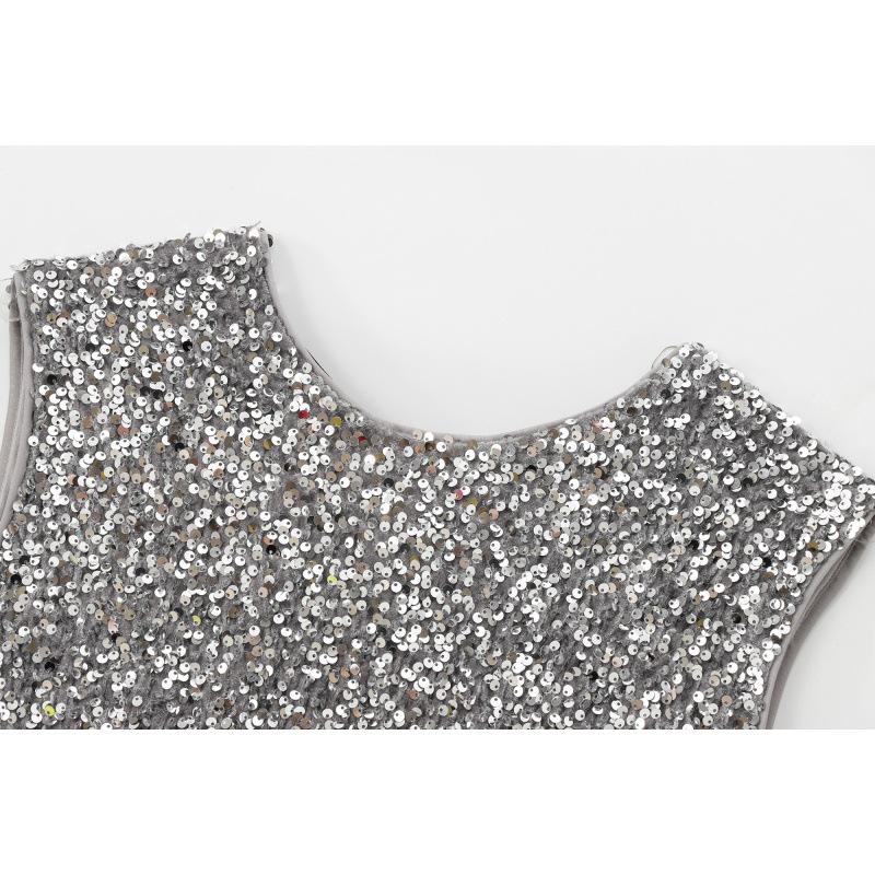 European & American Style Women's Sequin Party Dress with Back Tie 2025