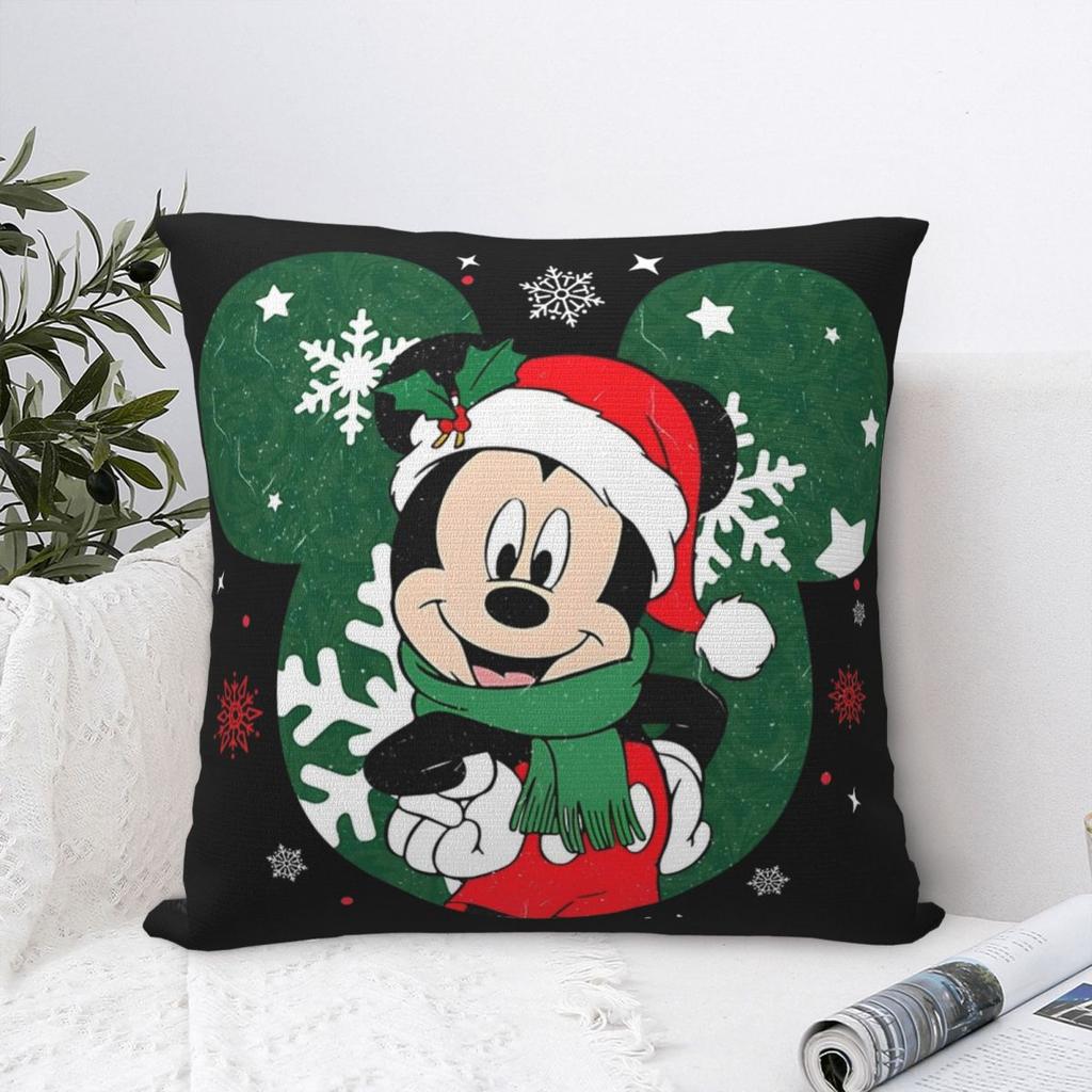 Merry Christmas Holiday Season Pillowcase Soft Polyester Cushion Cover Decorative Mickey Mouse Pillow Case Cover Car Square