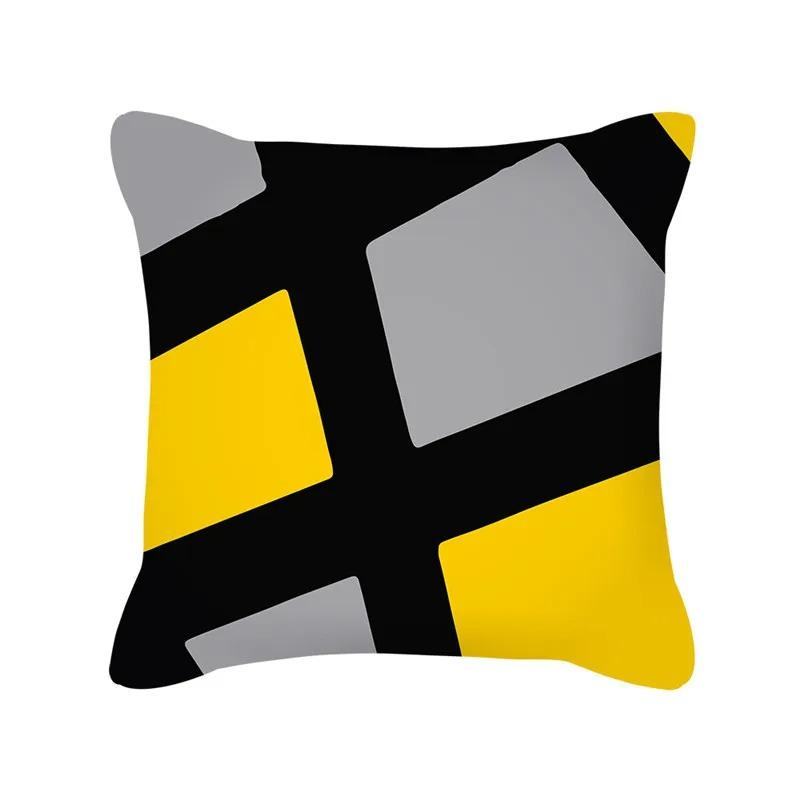 Yellow Pattern Home Decoration Cushion Cover Nordic Style Home Sofa Cushion Cover Black and Gray Striped Plaid Pillow Cover
